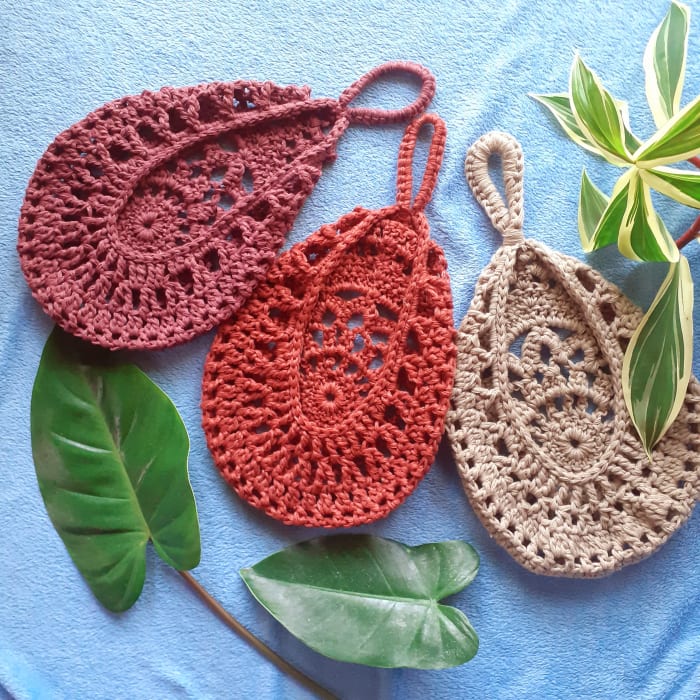 Crochet Teardrop Hanging Basket Free Pattern FeltMagnet Crafts