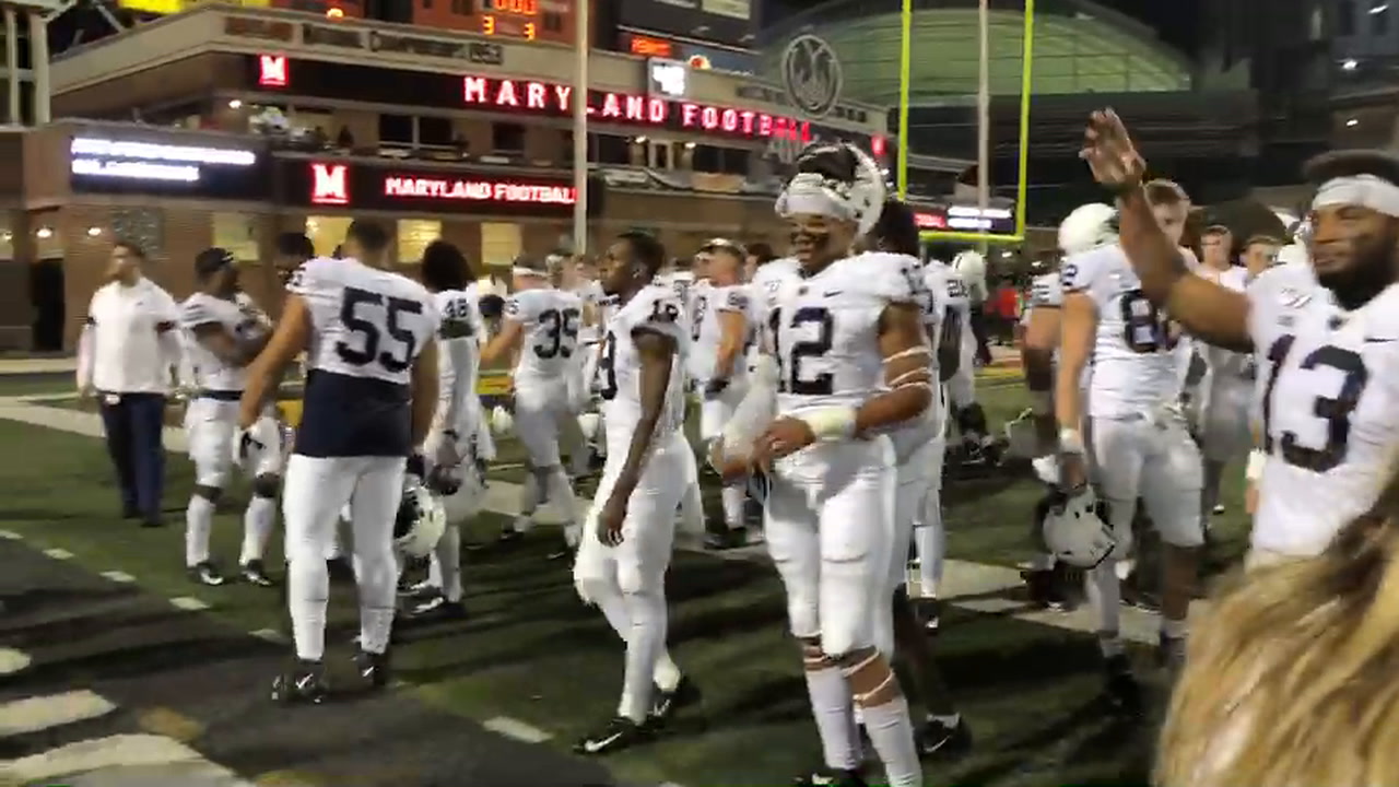 VIDEO: Penn State football celebrates with fans after win over Maryland