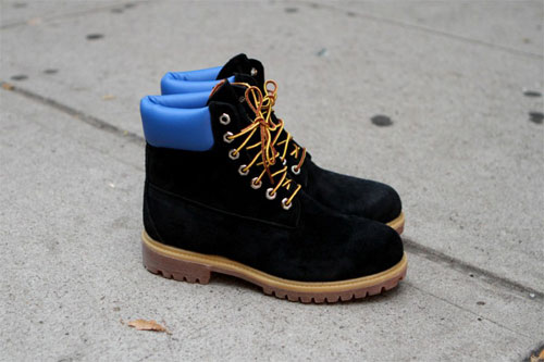 black and blue timberland boots