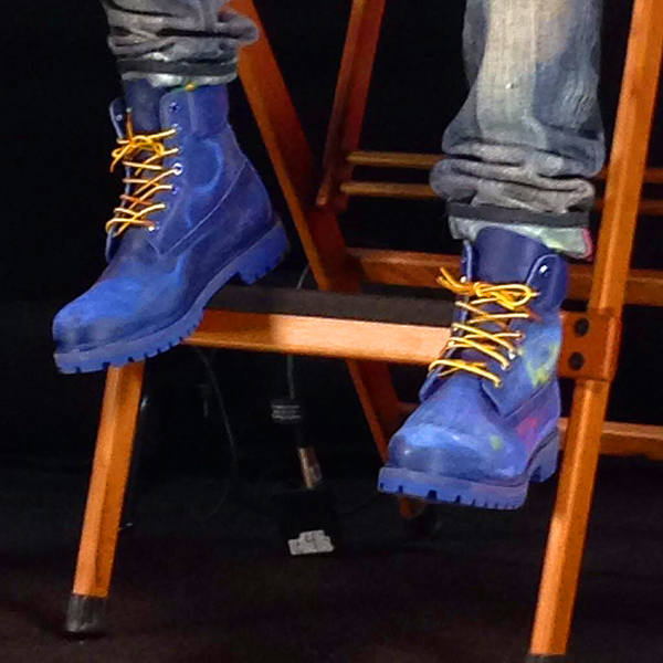 royal blue and white timberlands