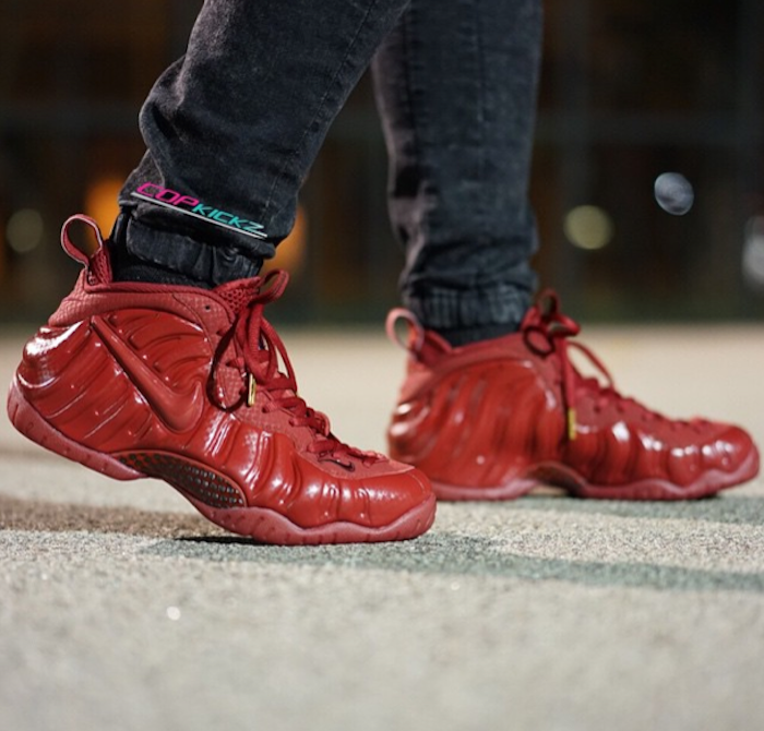 red october foamposite on feet