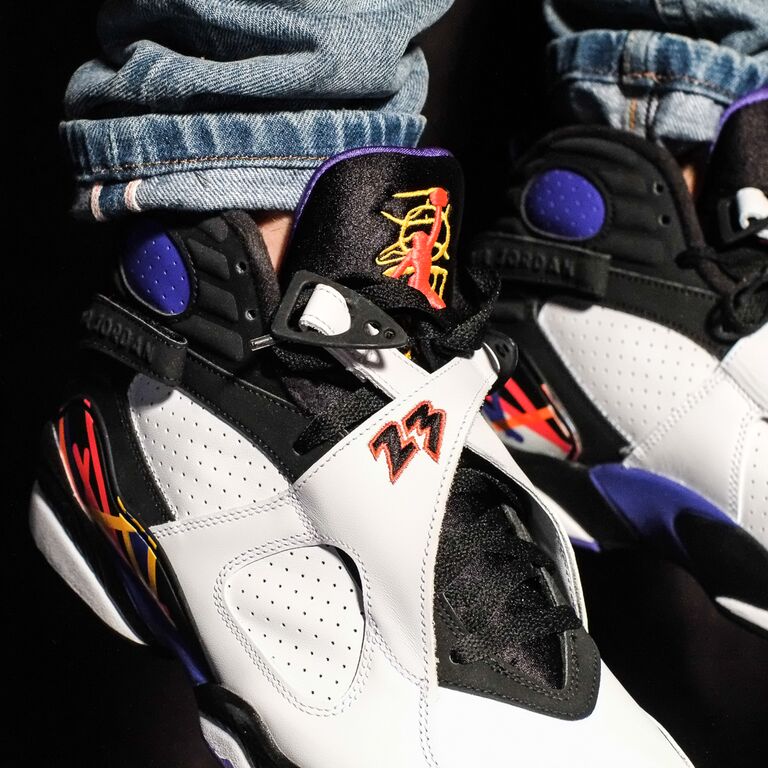 jordan 8 three peat on feet