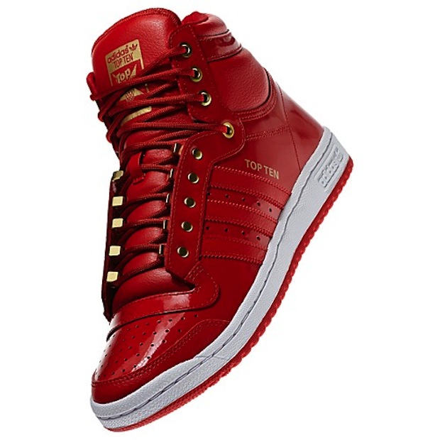 red leather adidas