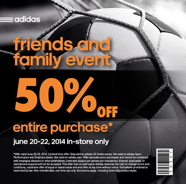Adidas Outlet Offers 50% Off Entire Purchase This Weekend