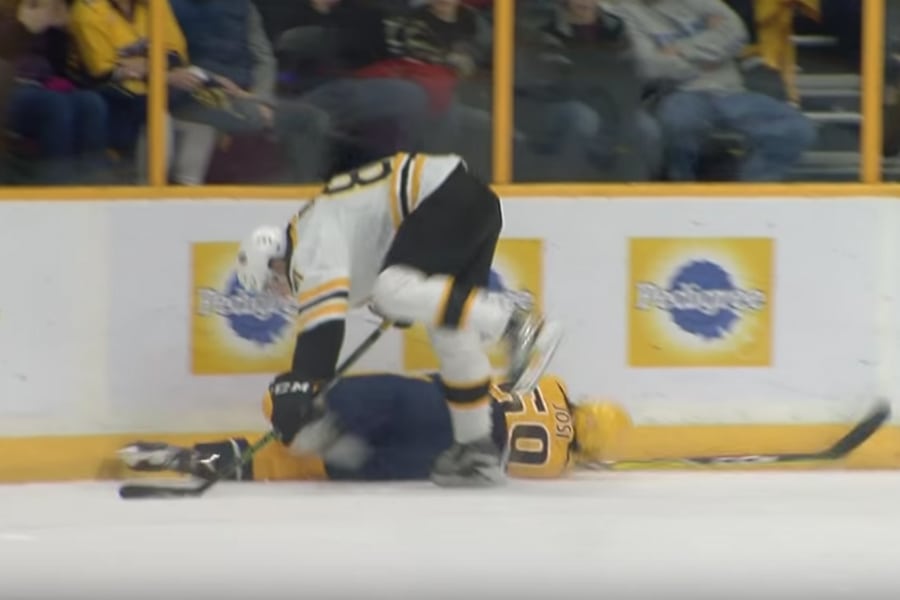 Bruins’ Blidh given major for hard hit that knocked Predators’ Josi out of game