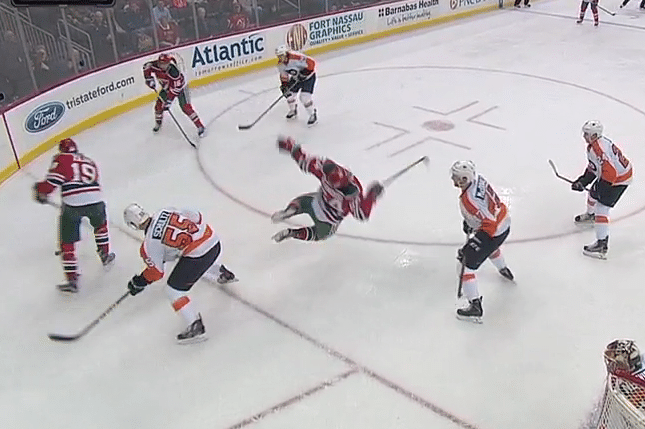 Watch Devils’ Blandisi get penalty for the most obvious dive of the season
