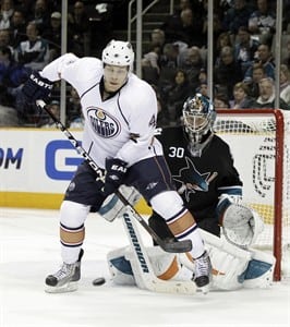 Rookie star Taylor Hall scores twice, Oilers beat reeling Sharks 5-2