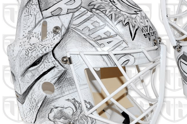 Robin Lehner debuts unique new mask designed to look like a sketch