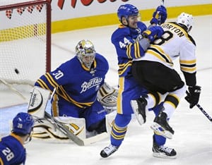 Stafford scores 3, Ennis seals SO victory as Sabres rally to beat Bruins 7-6