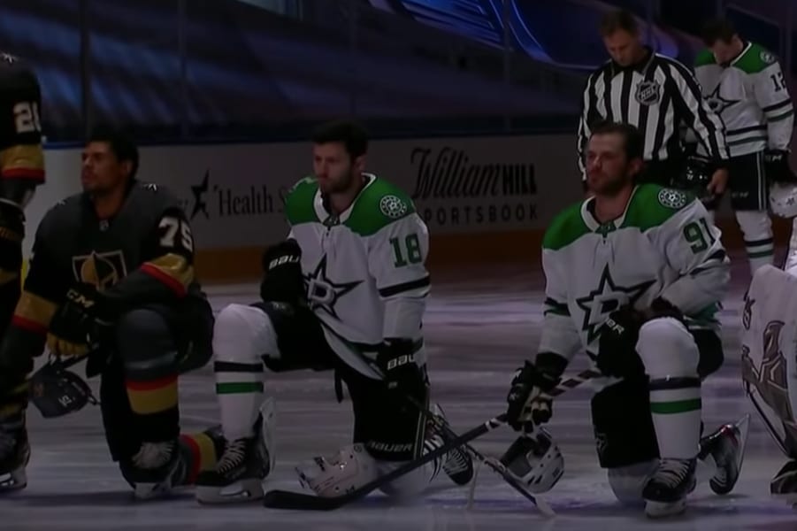 Reaves took a knee. Lehner, Seguin and Dickinson joined him. Here's why