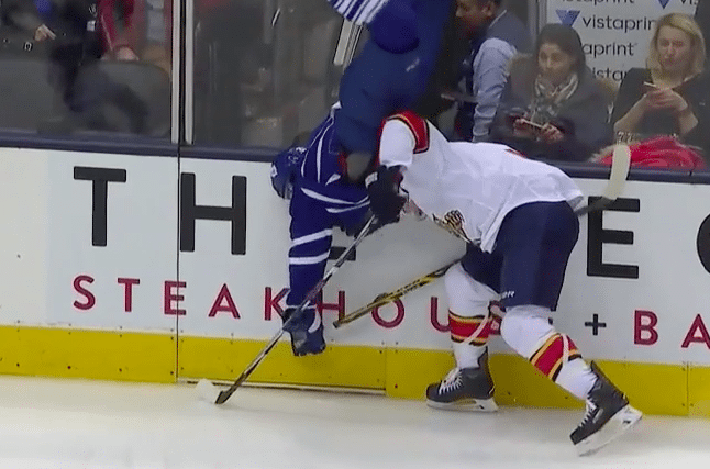 Hit of the year? Panthers’ Kampfer flips Maple Leafs’ Corrado with perfect hip check