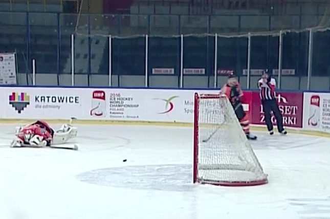Watch Polish goaltender score incredibly embarrassing own goal