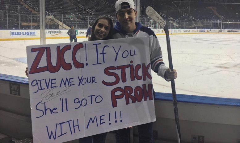 Mats Zuccarello had to ‘help a buddy out,’ hands over stick so fan can land prom date