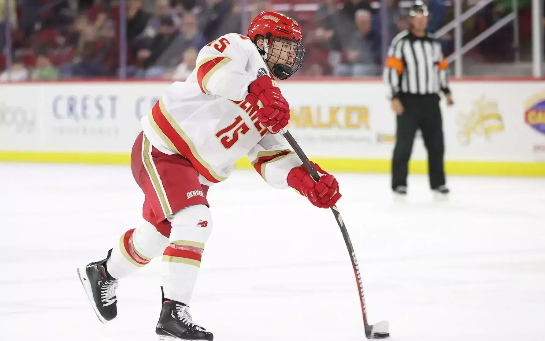 Photo courtesy of the University of Denver Athletics - Denver's Carter King Notches Four-Point Night, Pios Raise Banner