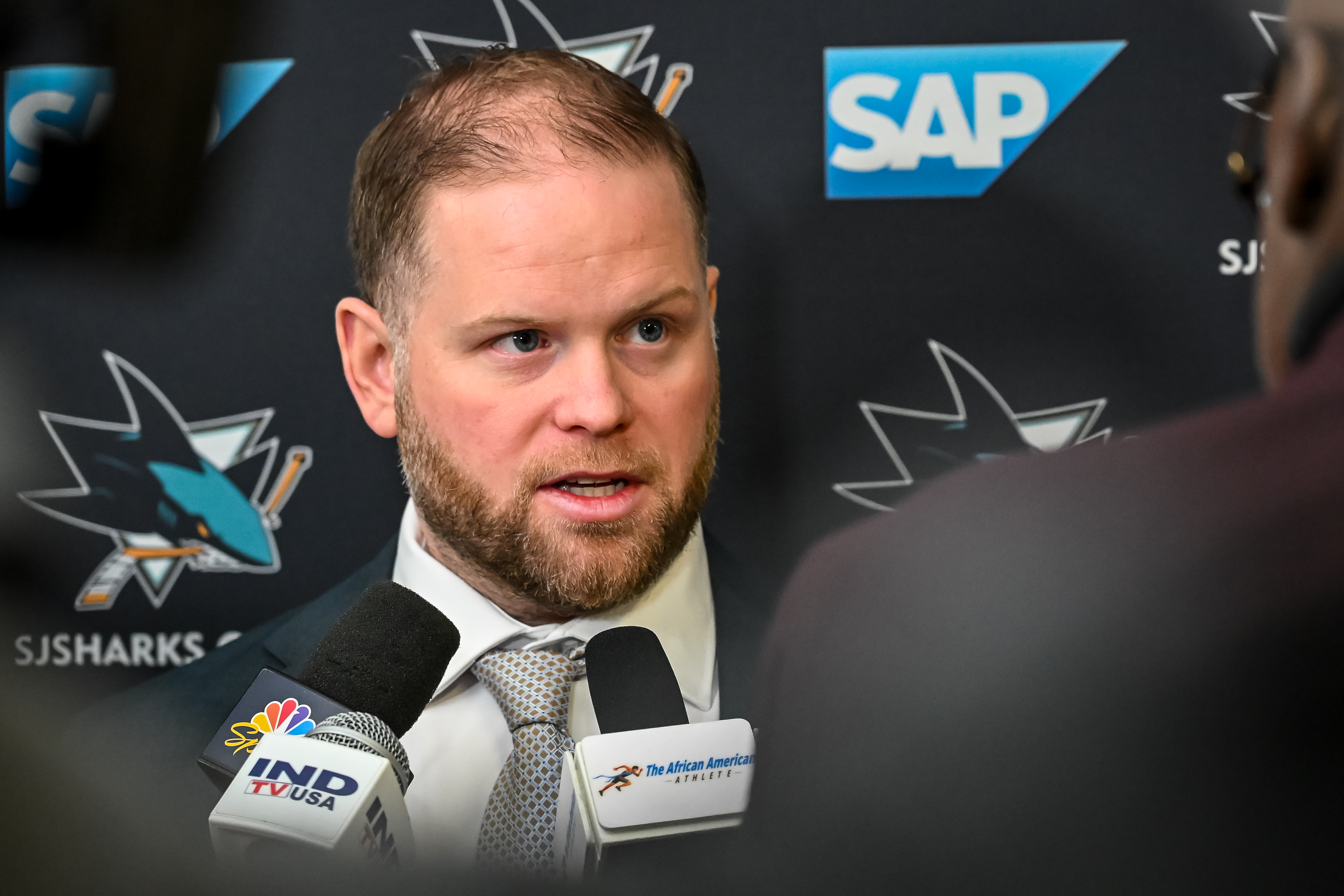 Dean Tait - Sport Shots - 'We're All Together': Sharks Head Coach Joins End Of Practice Bag Skate