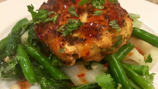 fish-cakes-with-bok-choy-and-green-beans