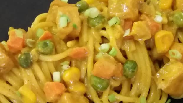 curried-tofu-and-mixed-vegetables-pasta
