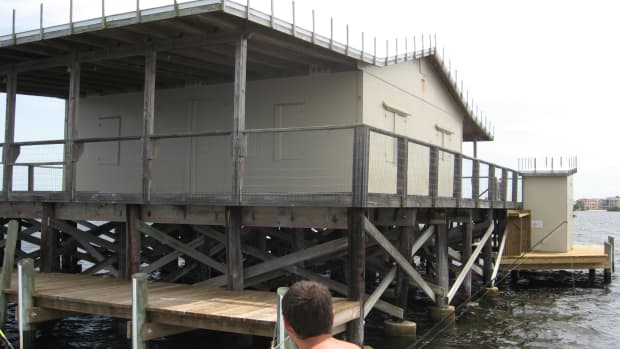 While flats fishing, we fished around the stilt houses.