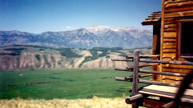 The Teton Mountains viewed from our cabin at Spring Creek Ranch on top of East Gros Ventre * Photo by Peggy W