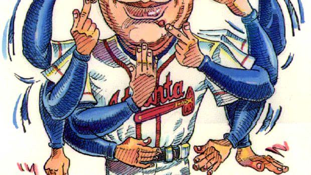 Caricature of former Braves coach Bobby Dews.   Courtesy of gtalumni.org 