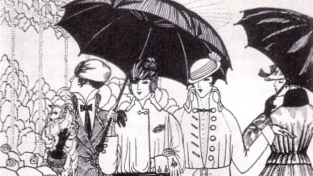当女士们了解到痰被吐在地上后，肺结核可以在痰中存活一整天时，更短的裙子长度就有了保证。《邦顿报》的时尚版，1915年。