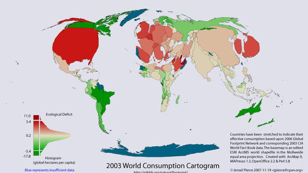 world consumption cartogram
