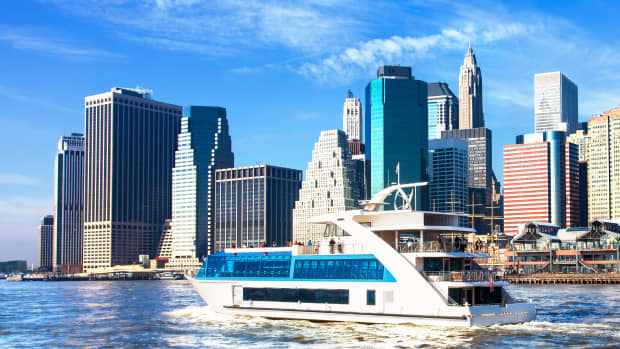 River boats sail past Manhattan on the Hudson
