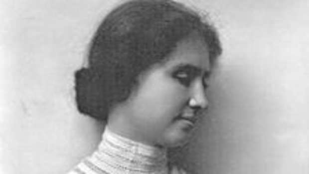 Helen Keller's unenculturated behavior as a small child was due to an almost complete absence of socialization, due to lack of sensory input  Photo Credit: The Wikipedia