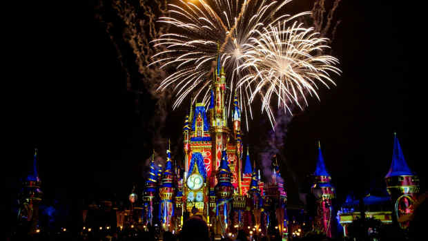 Disney World fireworks over the Cinderella Castle