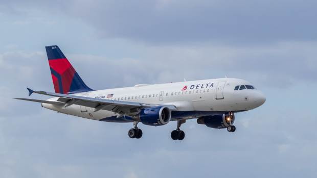 A Delta Airlines-operated Airbus A319 in flight