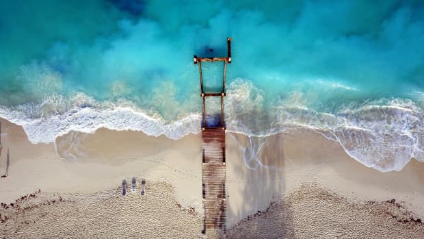 Overhead shot of Turks and Caicos beach