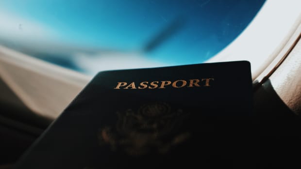 passport on an airplane