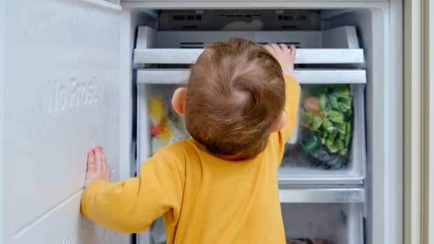 toddler in the fridge