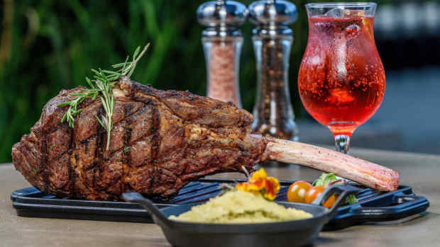 A Tomahawk steak dinner.