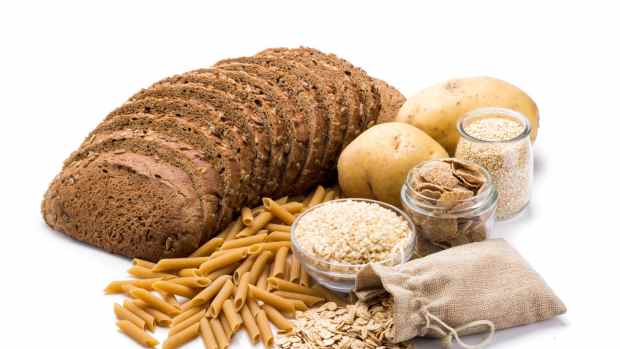 Carbohydrates such as whole-grain bread, potatoes, oats, and pasta.