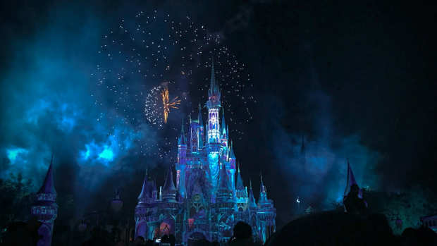 Nighttime fireworks at Magic Kingdom's Cinderella Castle