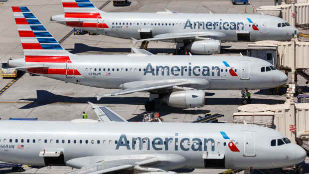 American Airlines planes parked at Phoenix Airport