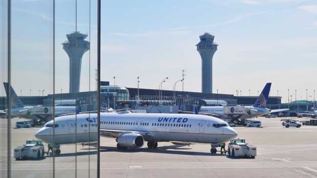 A United Airlines plane on the tarmac at Chicago O'Hare