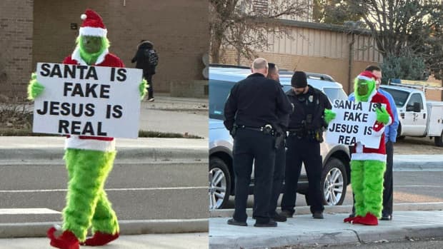 ‘Street Pastor’ Dresses Like the Grinch and Holds a ‘Santa Is Fake ...