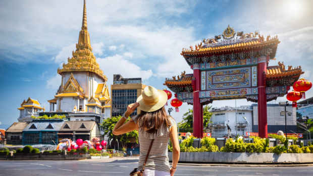 Female tourist sightseeing in Bangkok, Thailand