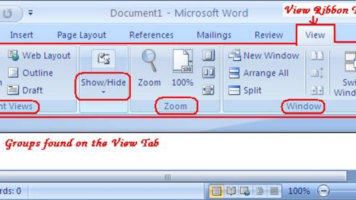 microsoft word page view options