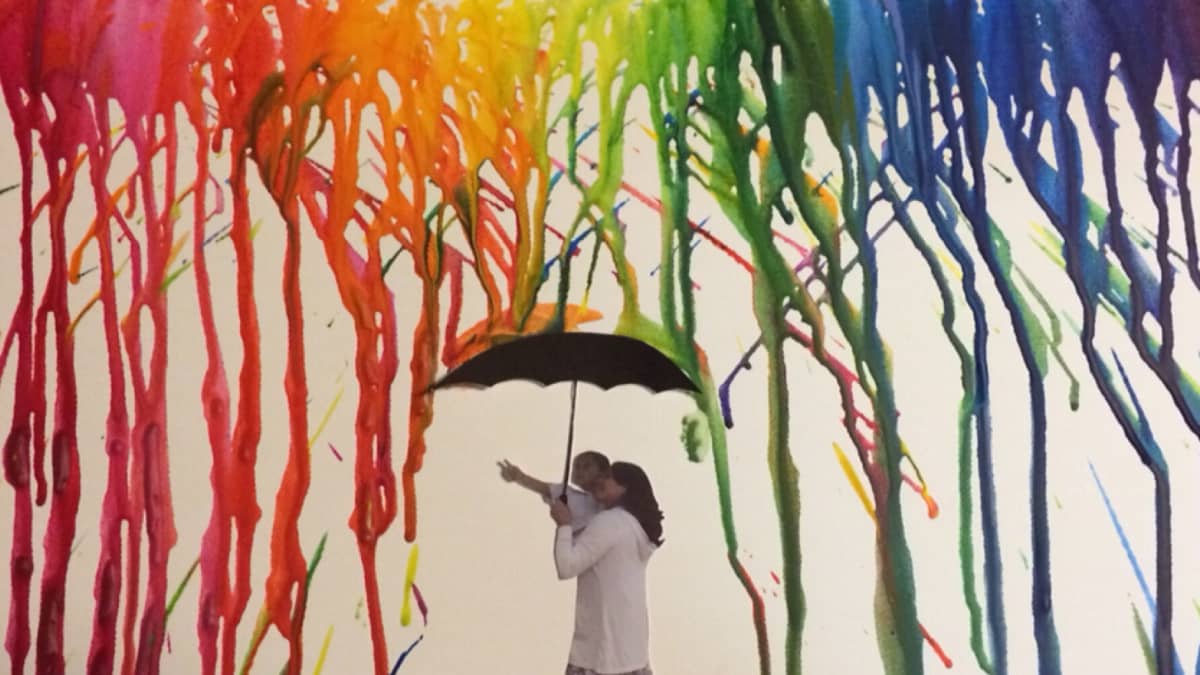 silhouette umbrella melted crayon