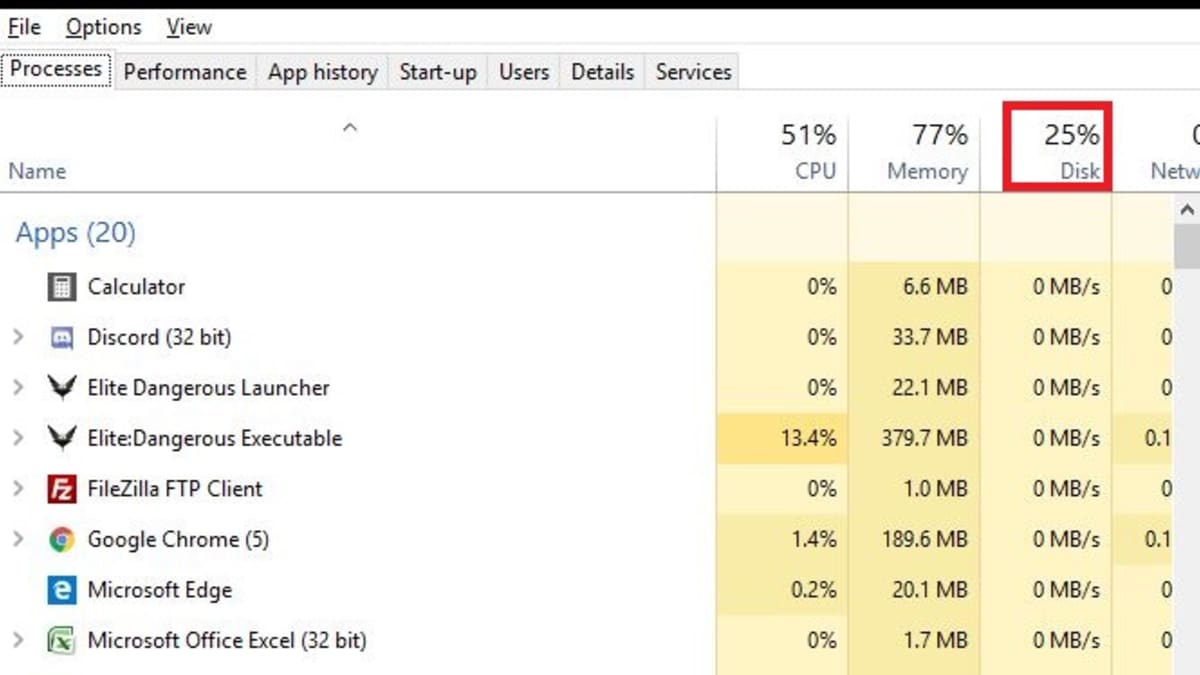 windows 10 disk %100