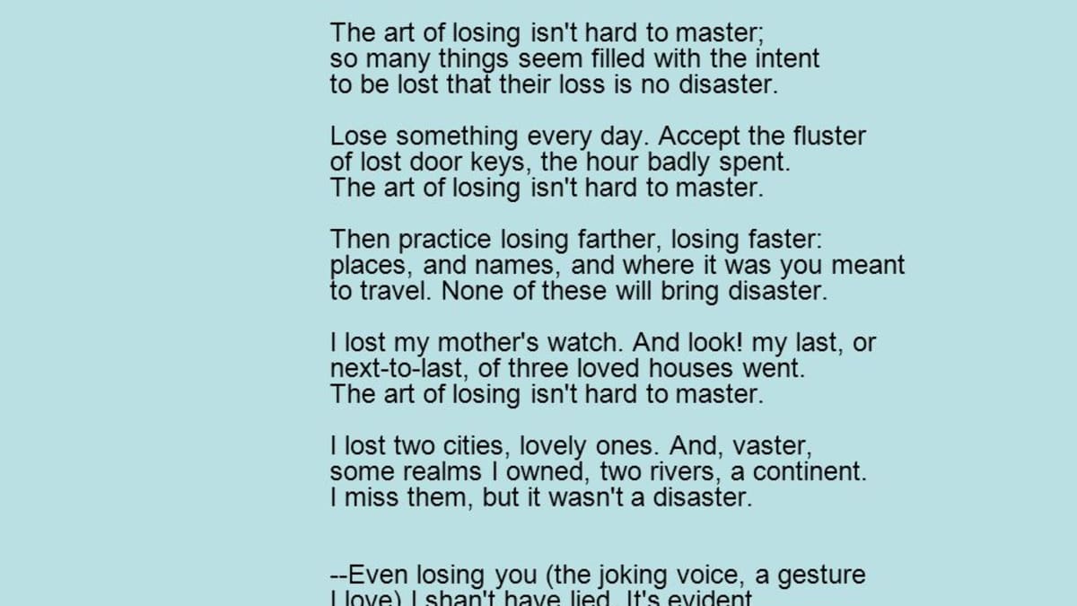 the art of losing poem meaning