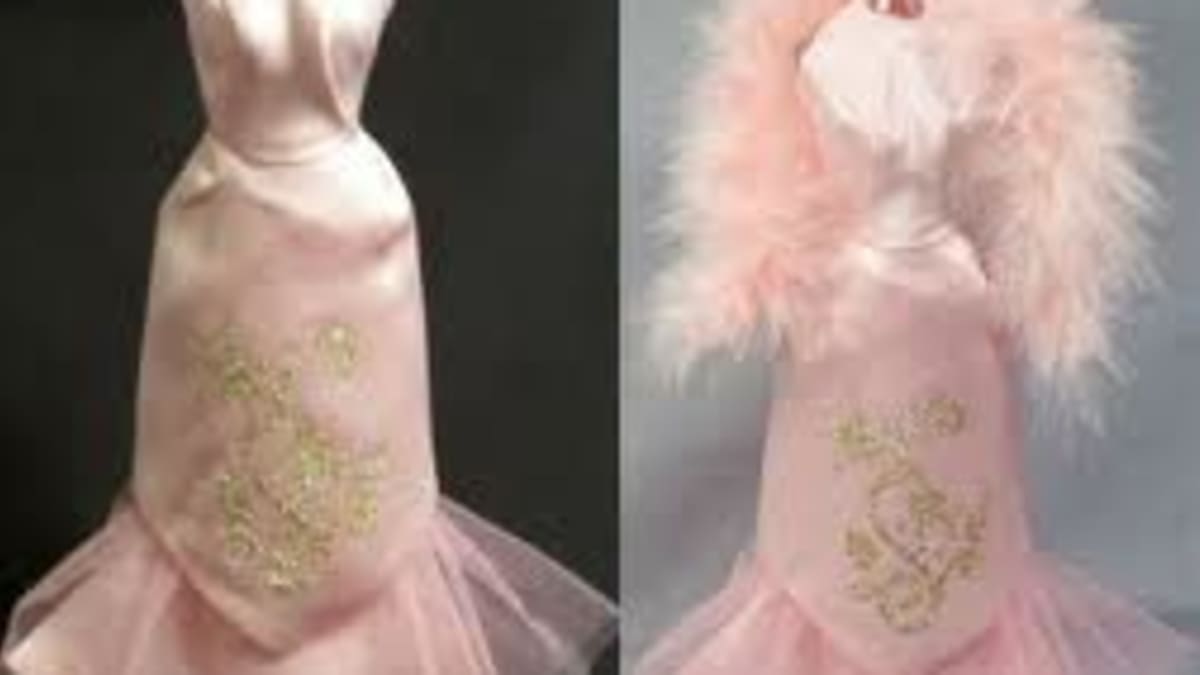 Mattel Barbie Doll Clothes Pink Prom Gown Dress Corset Top Gold Trim 