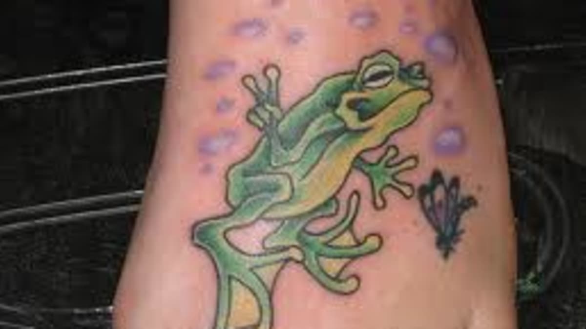 Blue 3D Frog Tattoo Idea