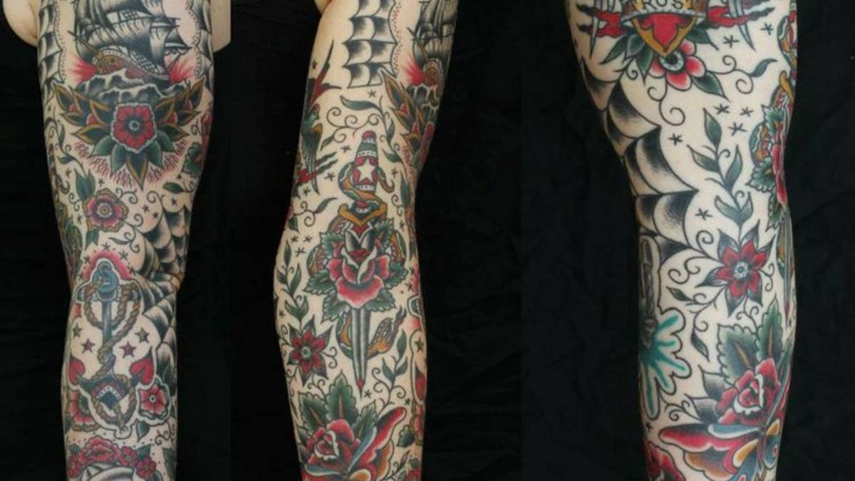 american traditional tattoo sleeve