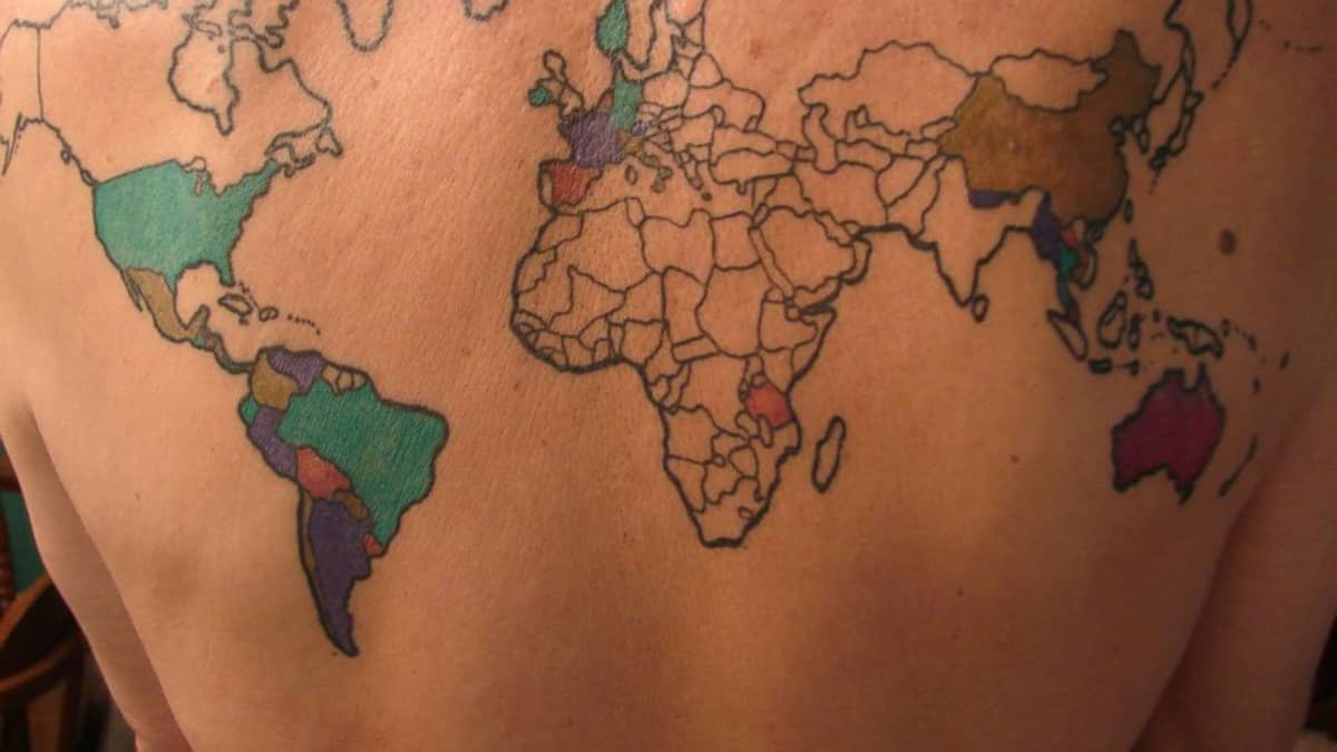 World Map Black And White Wanderlust  Png Download  World Map Tattoo  Design Transparent Png  kindpng