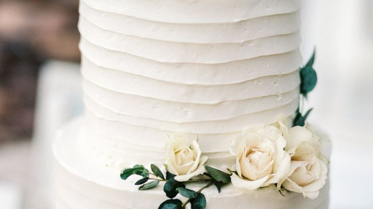 Elegant Wedding Cakes , Three tier white wedding cake