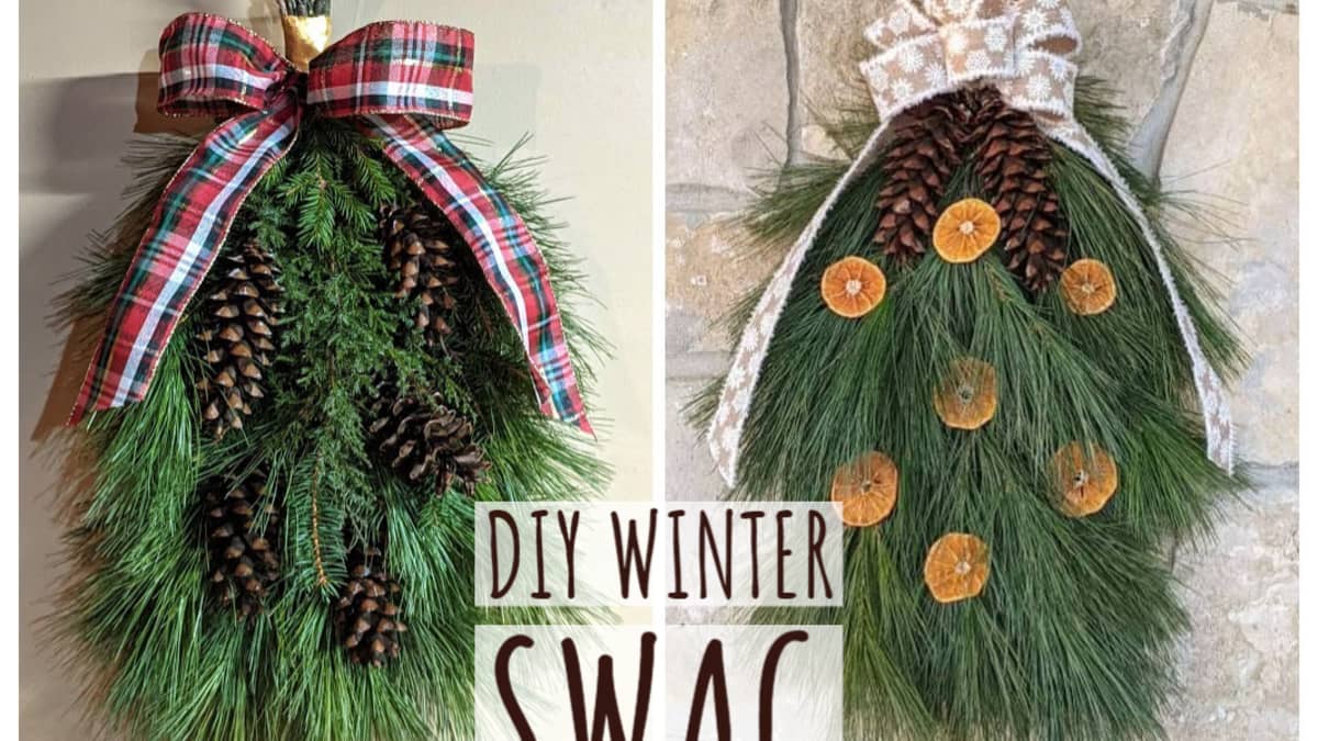 How to Create A Natural Christmas Evergreen Swag - Open Doors Open